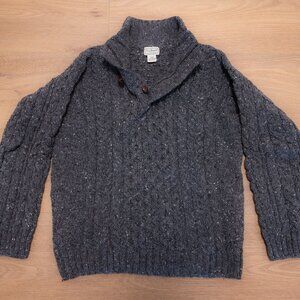 L.L. Bean Men's Heavyweight Gray Wool Cable‑Knit Sweater (Size S)